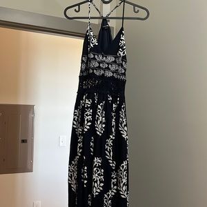 Navy maxi dress with white print